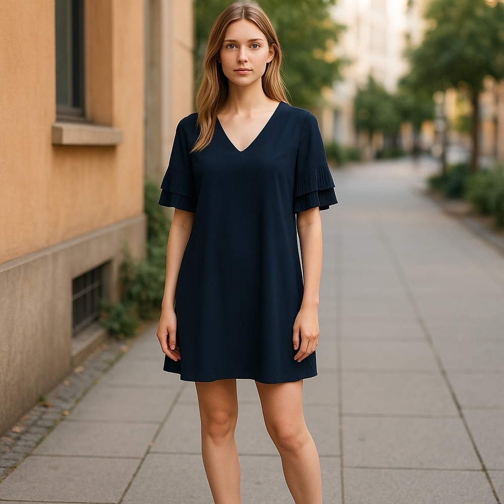 Navy Sam Edelman sheath dress with amazing statement sleeves. NWT